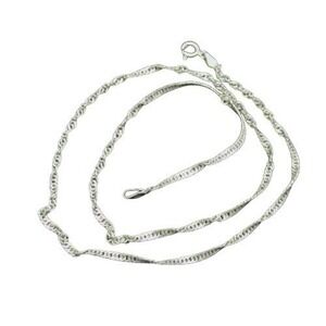 Classic Elegant Sterling Silver 925 Signed Twisted Style Chain Necklace 18"*G698